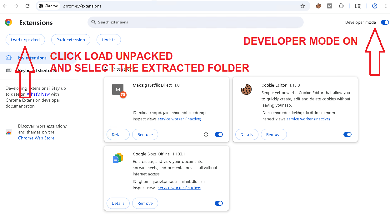 Load Unpacked Extension